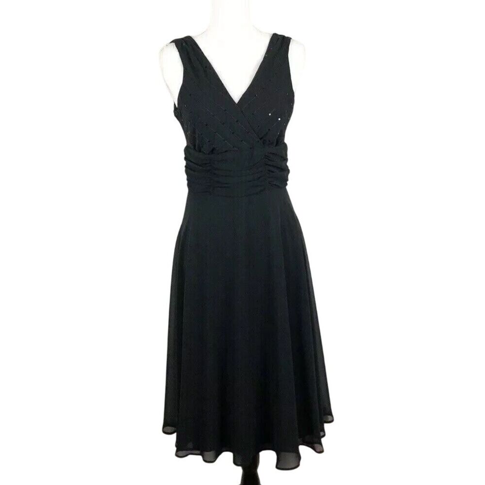 Dress barn Chiffon Sleeveless‎ Black Dress With Sequin Decoration Size 8